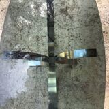Table basse ovale en verre fumée année 70