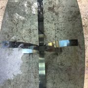Oval smoked glass coffee table from the 1970s.