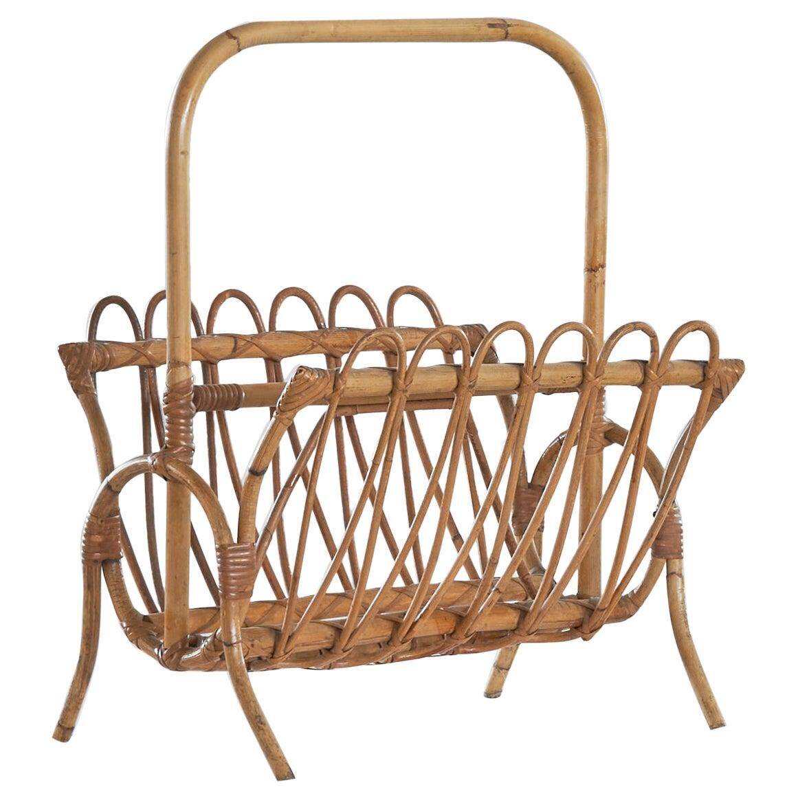 Bamboo magazine rack in mid-century 1960 style