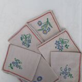 6 serviettes brodées à la main