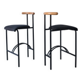 2 postmodern tubular steel bar stools | Rodney Kinsman style | 1980s