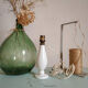 Pied de lampe vintage en opaline blanche