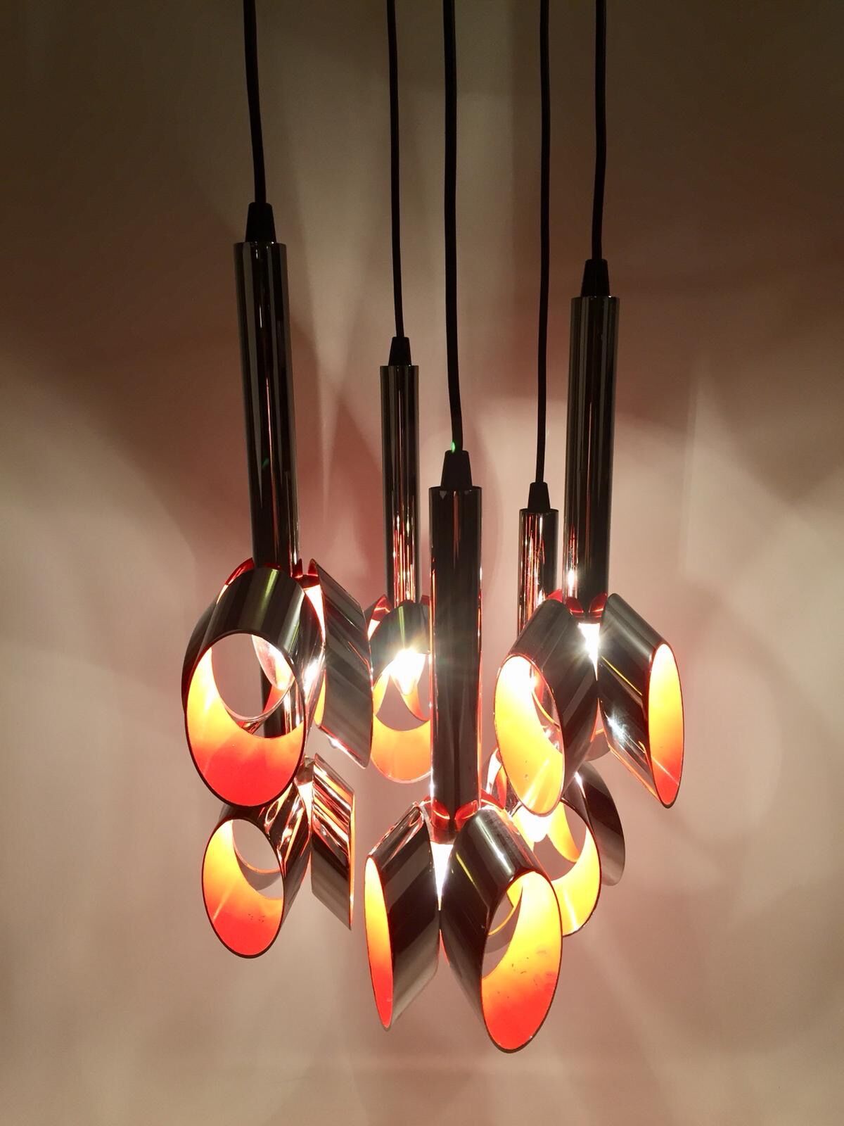 Chromed Metal Ceiling Lamp by RAAK, Amsterdam, 1960's