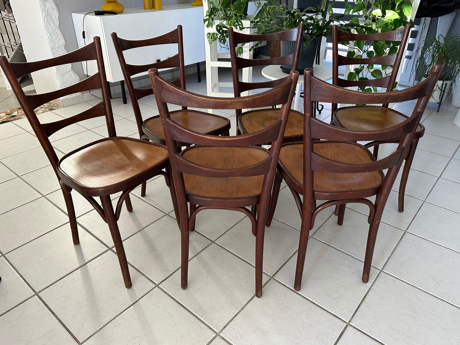 Suite 6 chaises de Bistrot vintage années 1960