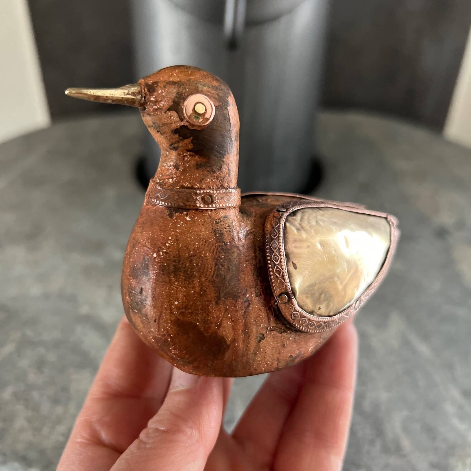 Wooden & brass bird