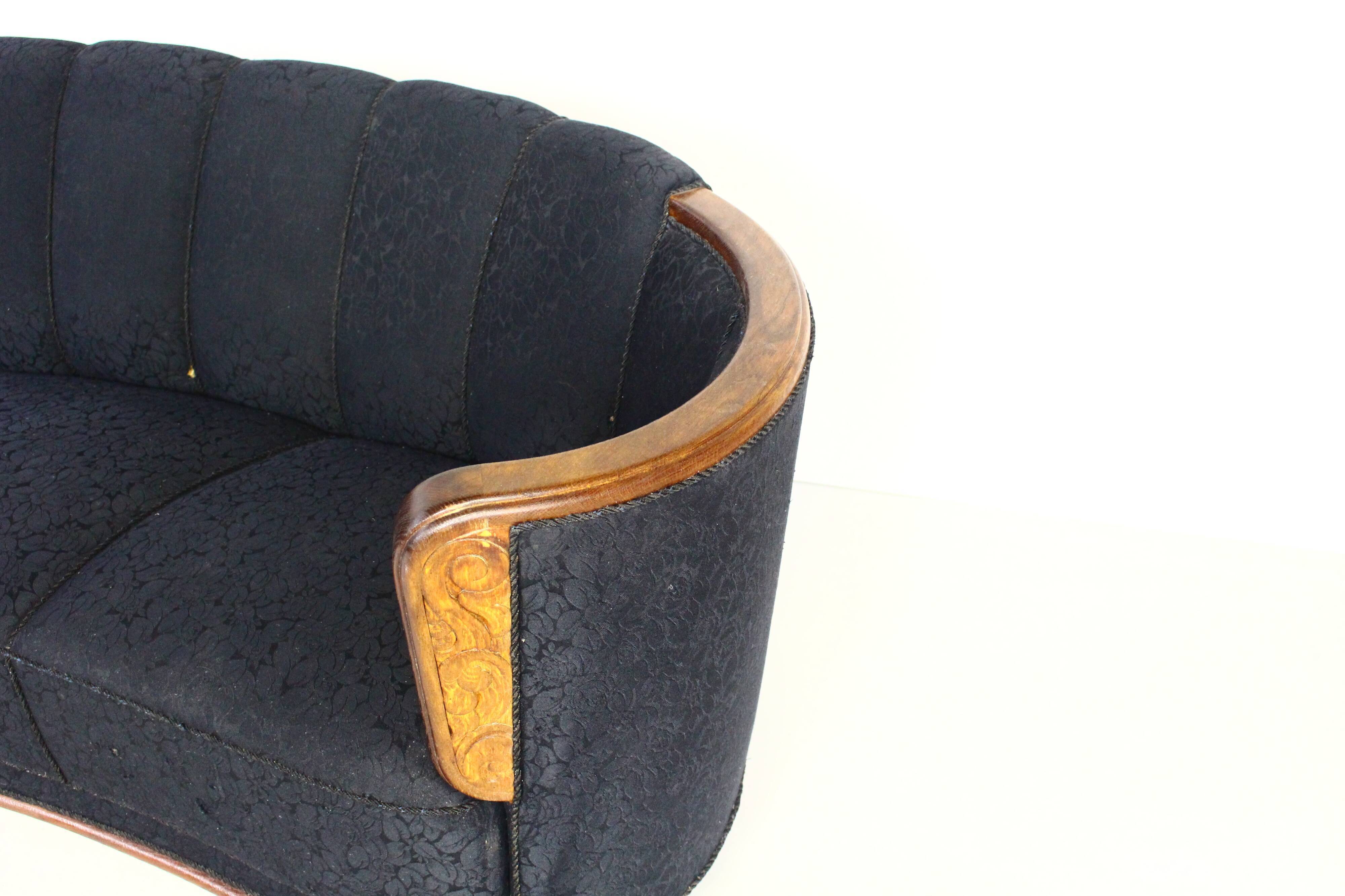 1930s Art Deco Curved Banana Sofa