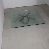 80s glass and bubbly concrete table