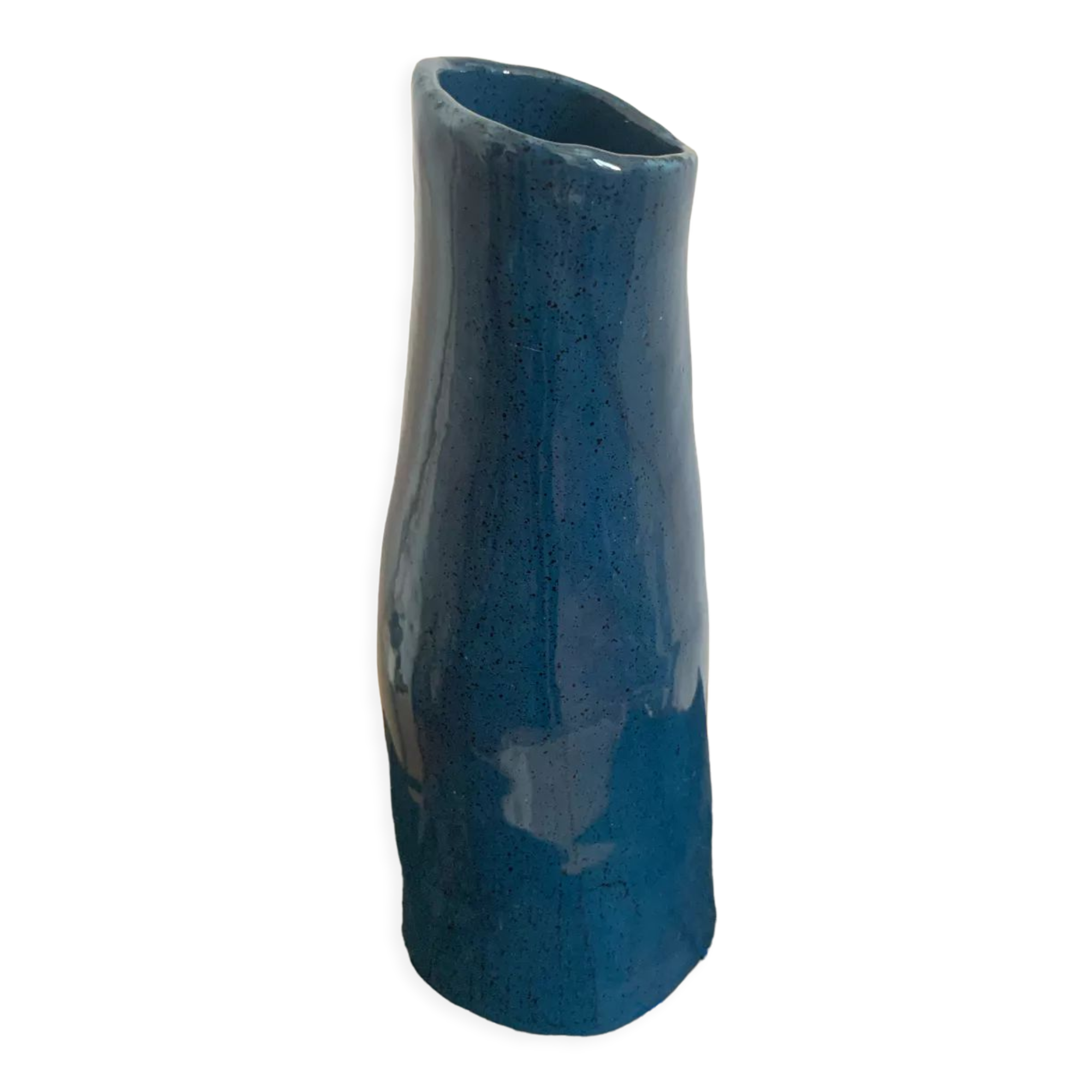 Handcrafted duck blue ceramic vase