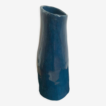 Handcrafted duck blue ceramic vase