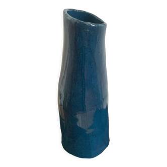 Handcrafted duck blue ceramic vase