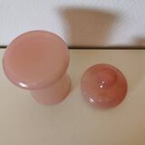 Pink opaline apothecary box, jar, pocket tray