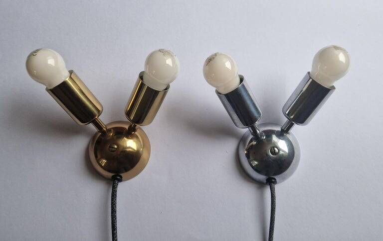 Set of Two Rare Midcentury Wall Lamps Drupol Sputnik, 1970s