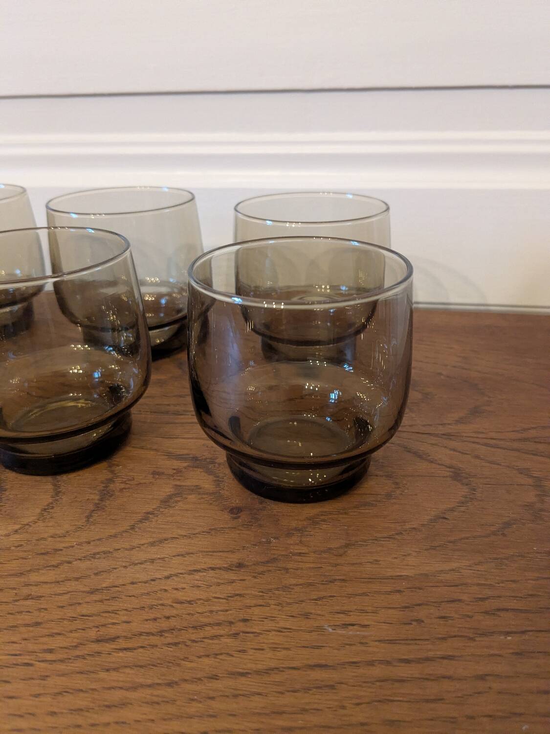 6 smoked glass water glasses