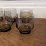 6 smoked glass water glasses