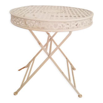 Table de jardin ancienne en fer forgé et fonte,pliante
