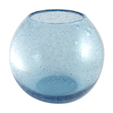 Vase boule en verre bullé bleu clair Biot