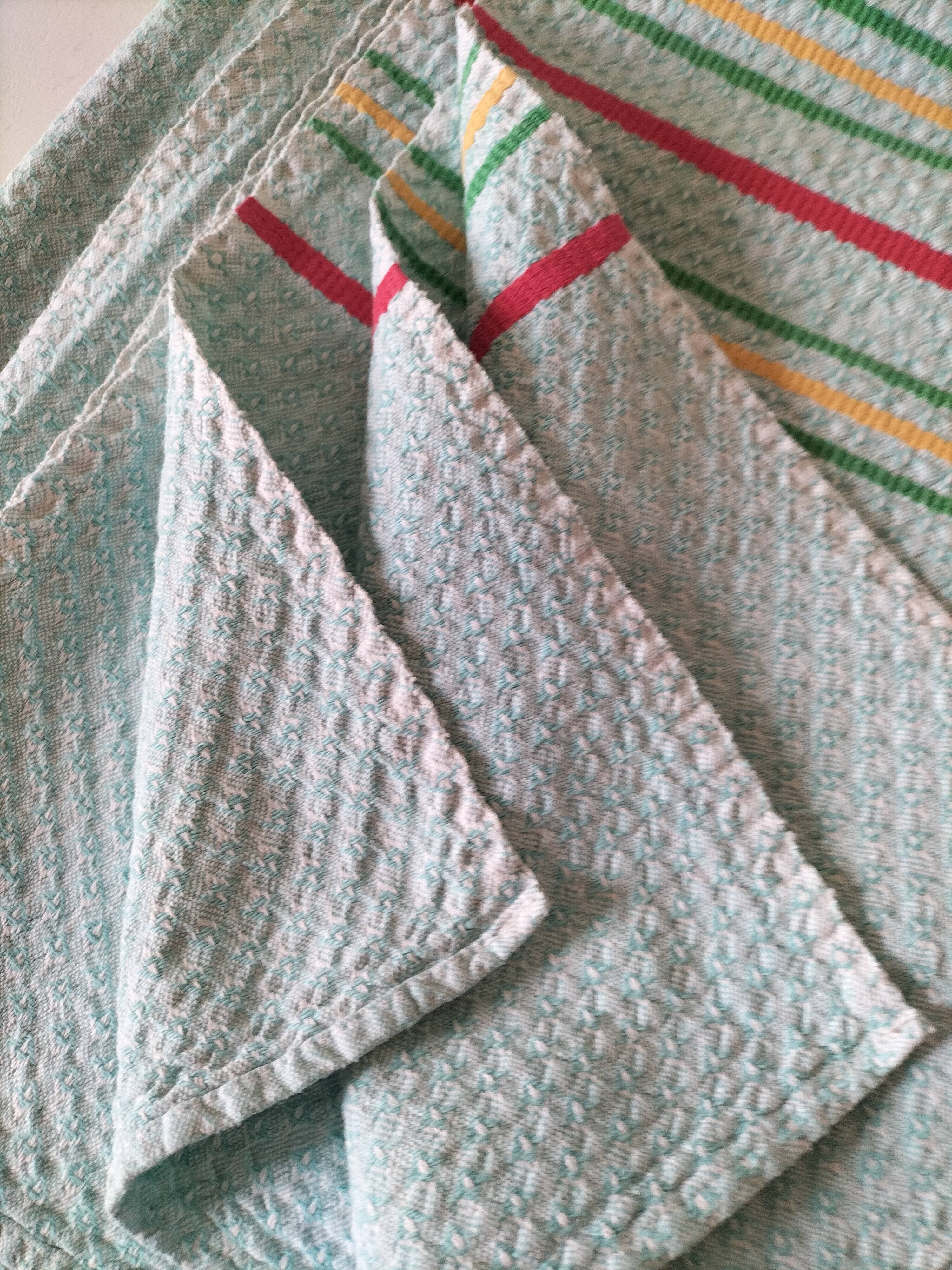 Ensemble nappe et 11 serviettes coton damassé vintage