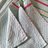 Ensemble nappe et 11 serviettes coton damassé vintage