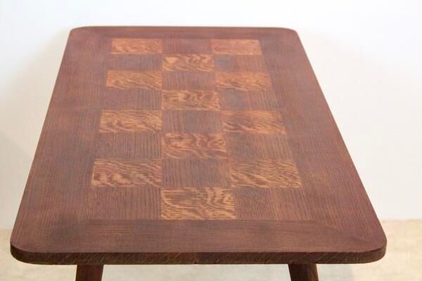 table basse en bois de chêne avec incrustation de placage, 1960