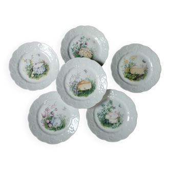 Set of 6 dessert/cheese plates, Lierre Sauvage, from CNP, France