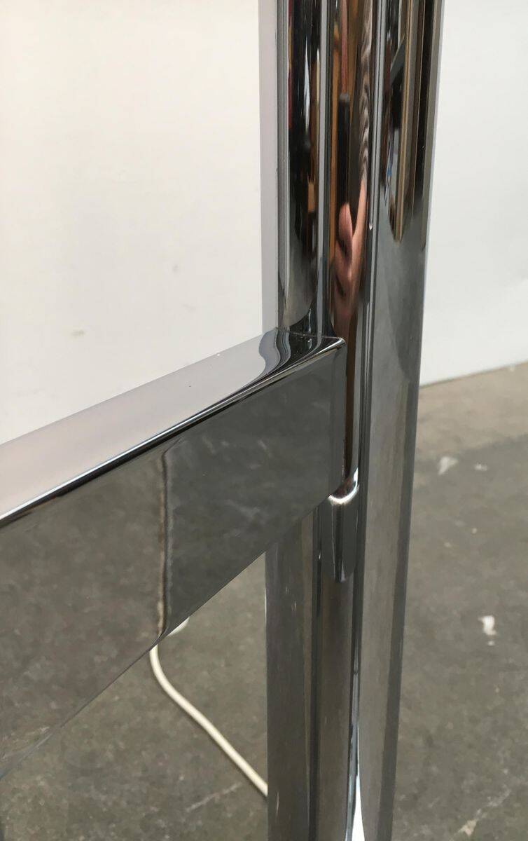 Vintage German floor lamp from the space age of the 1970s in glass and metal.