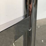 Vintage German floor lamp from the space age of the 1970s in glass and metal.