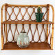 Wall shelf in rattan and wood veneer – 1950s/60s