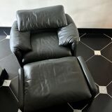Vico magistretti, Maralunga for Cassina, in Leather with Footrest