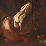 Antique 17th century still life with flowers and fruit