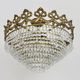 Old chandelier, bronze crown ceiling lamp, 8 floors, 4 lights, glass grapevines, year 70/80