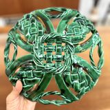 50s green braided barbotine fruit bowl