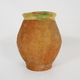 Beautiful little grease pot in yellow terracotta and glazed green. NINETEENTH century