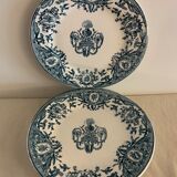10 plates in old blue earthenware Terre de Fer Léon Graves model Louis XVI 20th century