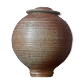 Vintage stoneware ball vase, handmade pottery, Scandinavian country decoration, Japandi