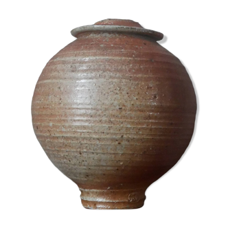 Vintage stoneware ball vase, handmade pottery, Scandinavian country decoration, Japandi