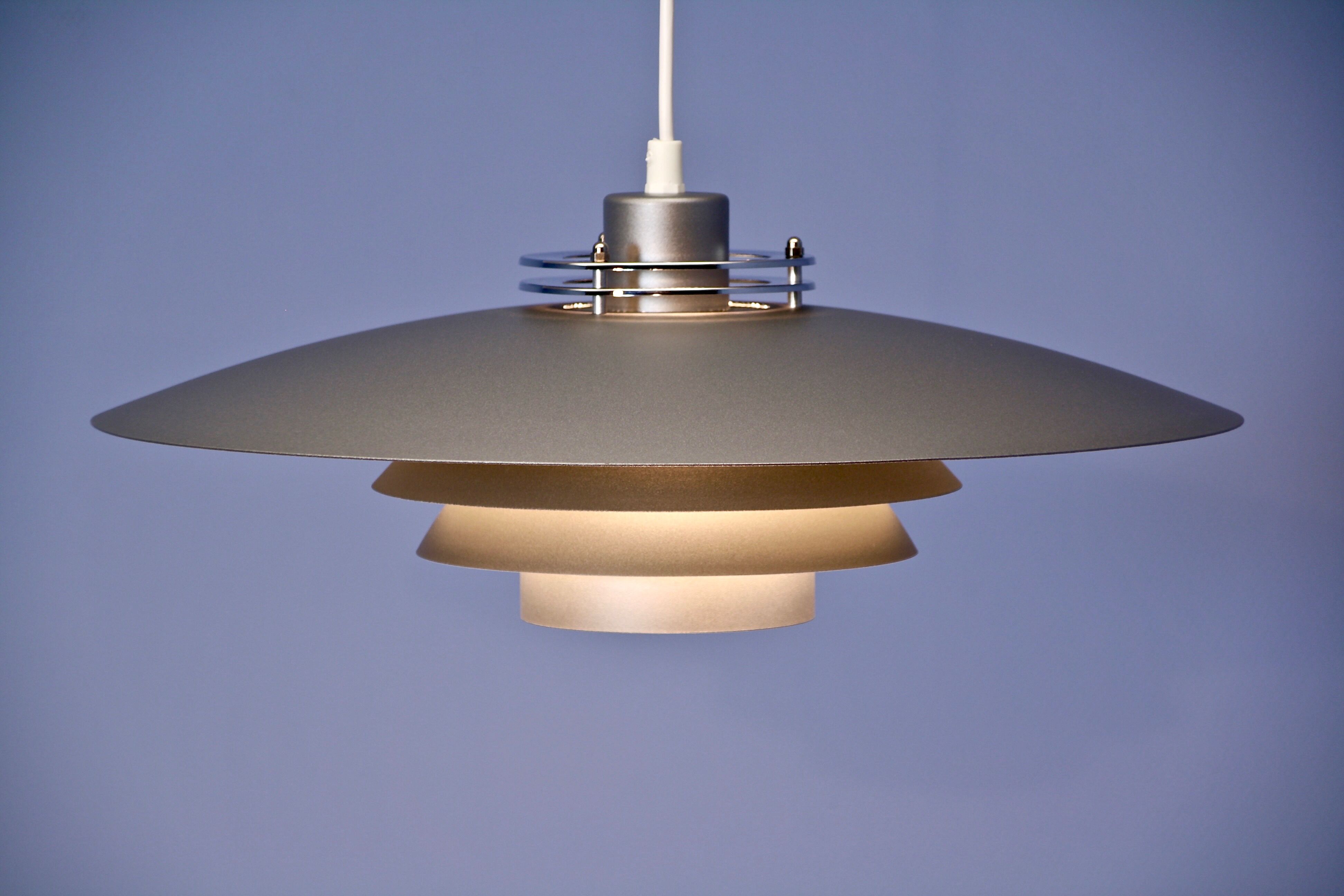 Danish XL hanging lamp in grey, 1970s