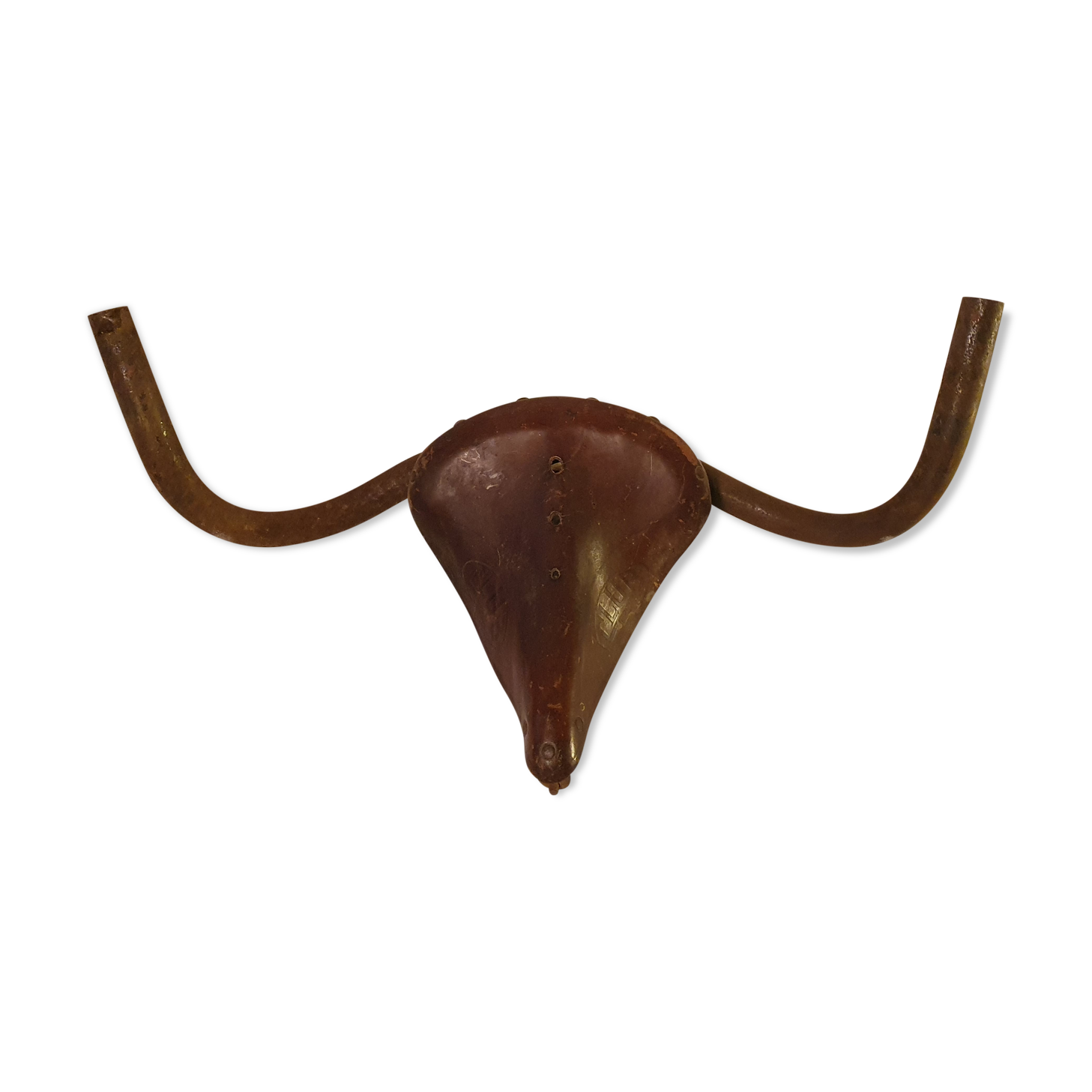 Brutalist bull head sculpture