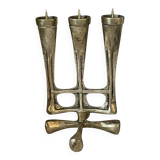 Vintage solid brass brutalist candle holder