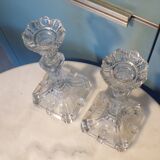 Pair of Vallerysthal glass candlesticks, 1930