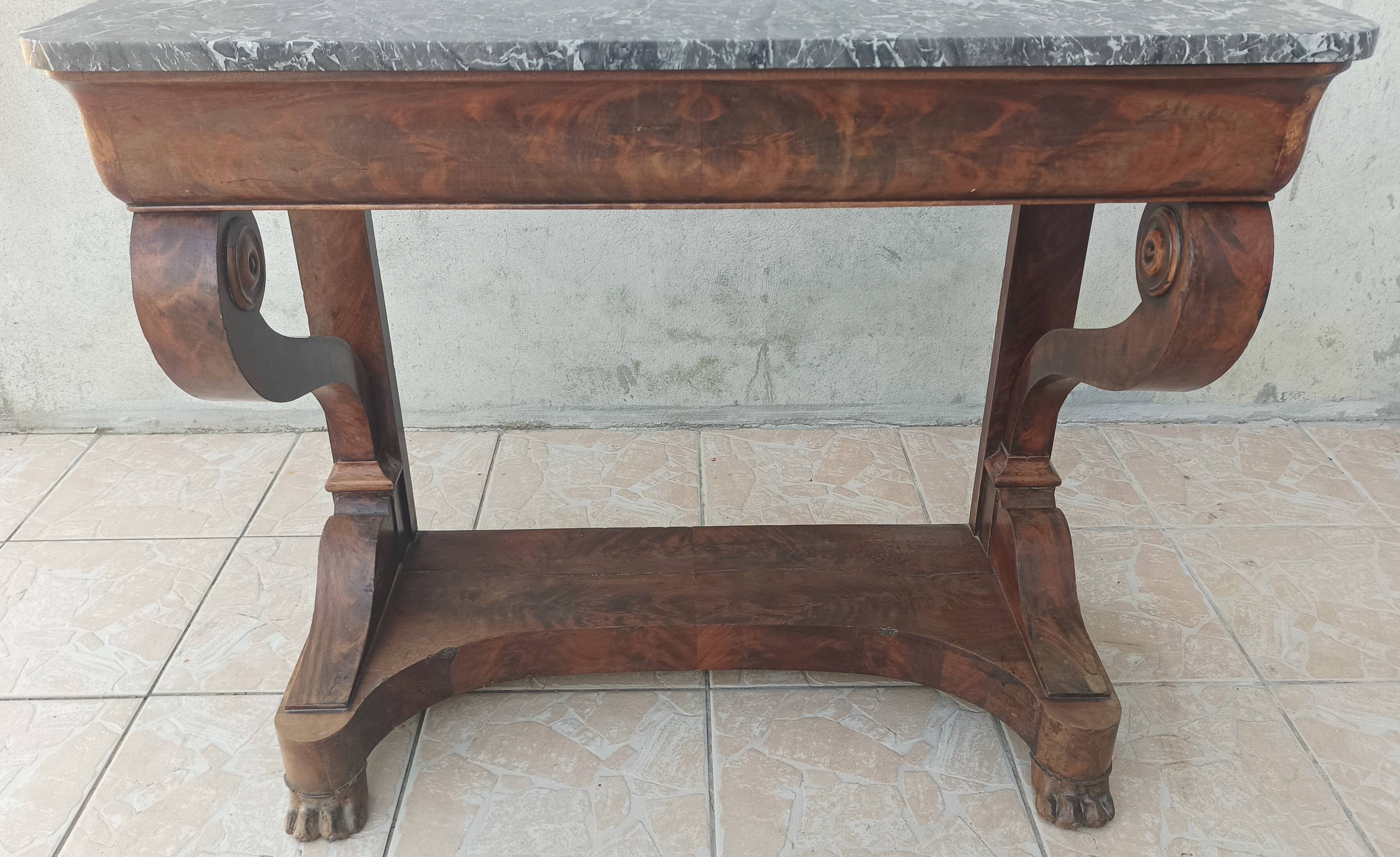 Restoration period mahogany console table