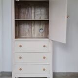 Vintage storage cabinet old Parisian furniture linen dresser white wood