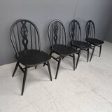 Vintage ebonized ercol dining chairs, 1950s