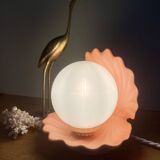 Vintage pink ceramic shell lamp