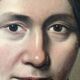 Antique oil portrait painting, framed large lady portrait, c. 1840