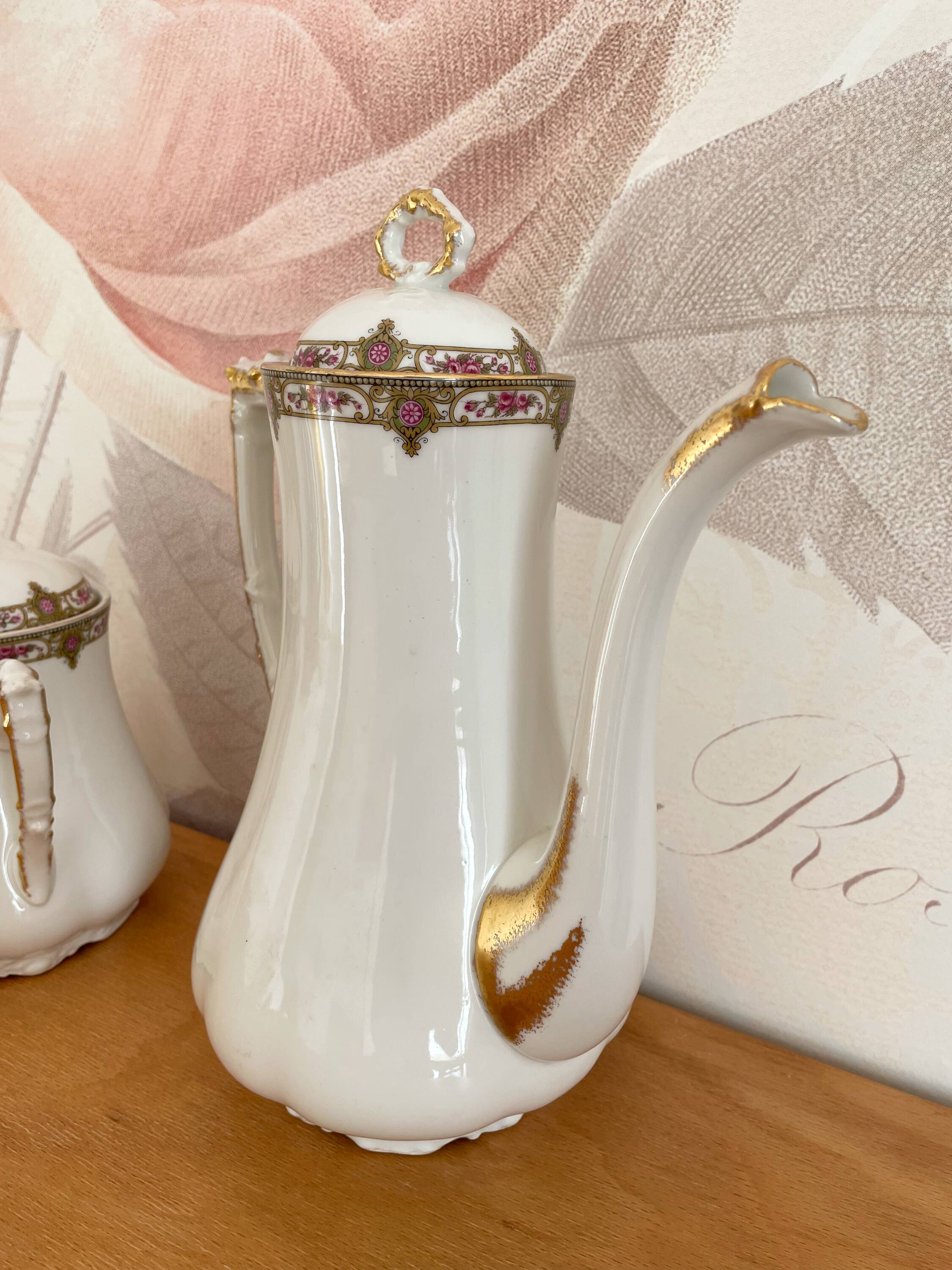 Coffee service in porcelain vignaud limoges - 1950