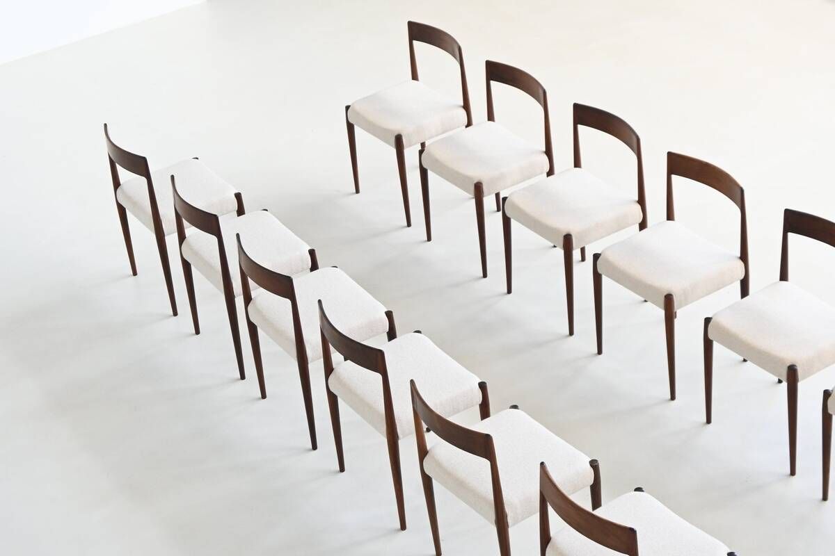 Kai Kristiansen set of twelve dining chairs rosewood Fritz Hansen Denmark 1961