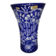 Baccarat vase in cut sapphire blue crystal 30cm