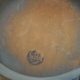 Pair of Lichtig bistro chairs in painted grey beech, pressed seat, circa 1900.