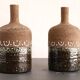 Scandinavian mid-century modern brutalist pottery vases by Hellström for Nittsjö, Sweden, set of 2