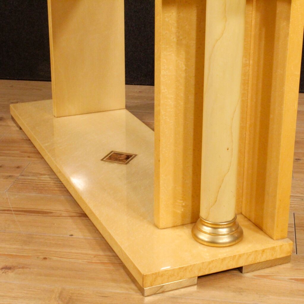 Italian console in exotic wood from 20th century